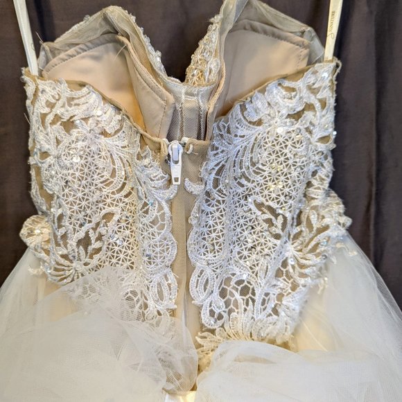 Strapless Wedding Dress with Tulle Slit Skirt - Picture 10 of 16